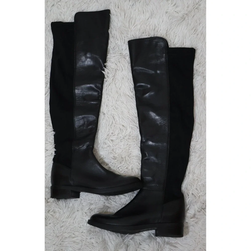 Blondo Boots Size 6.5 Black‎ Leather Over the Knee Leather Fabric Waterproof